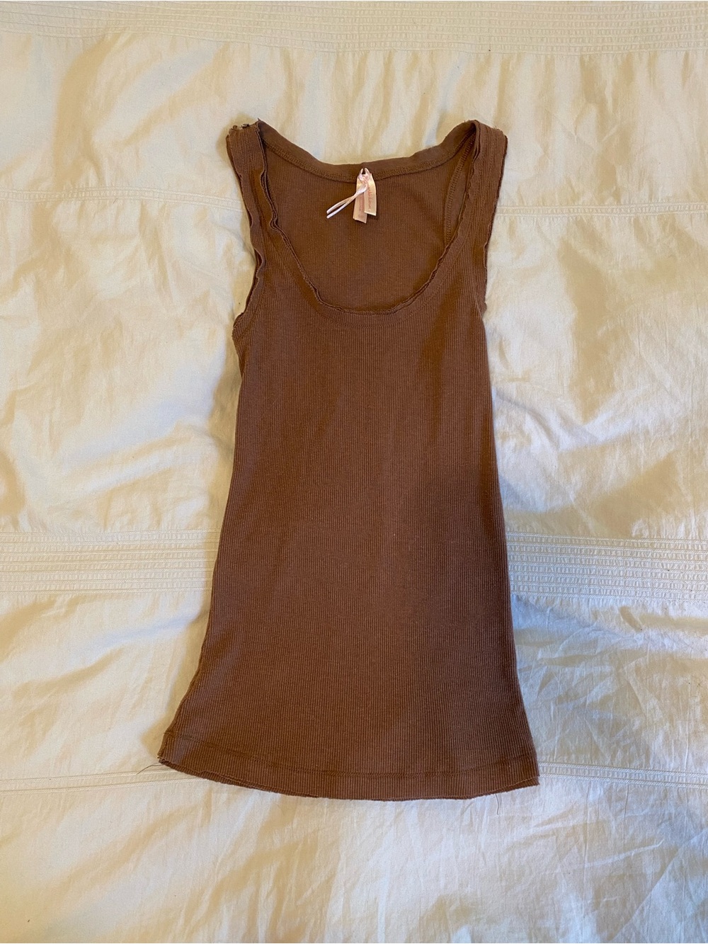 Y2K chocolate brown fitted tank top